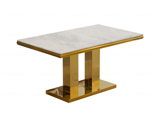 Table à manger marbre beige dorée design VERSUS