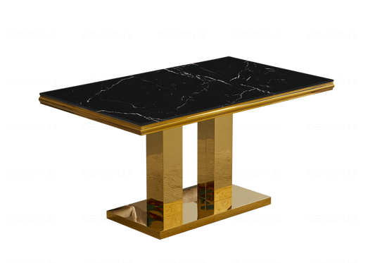 Table à manger marbre noir dorée design VERSUS