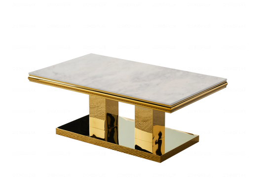 Table basse marbre beige dorée design VERSUS