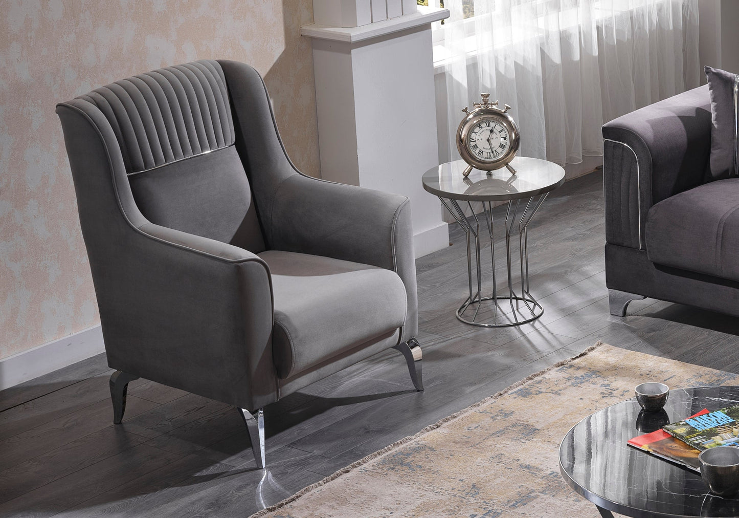 Canapé convertible velours gris anthracite – BALI