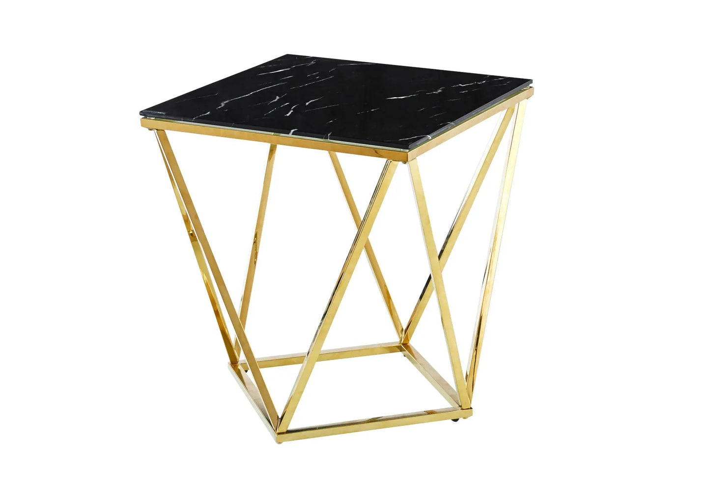 Bout de canapé doré en marbre noir ILÉA – Galerie du Mobilier - Vue 1