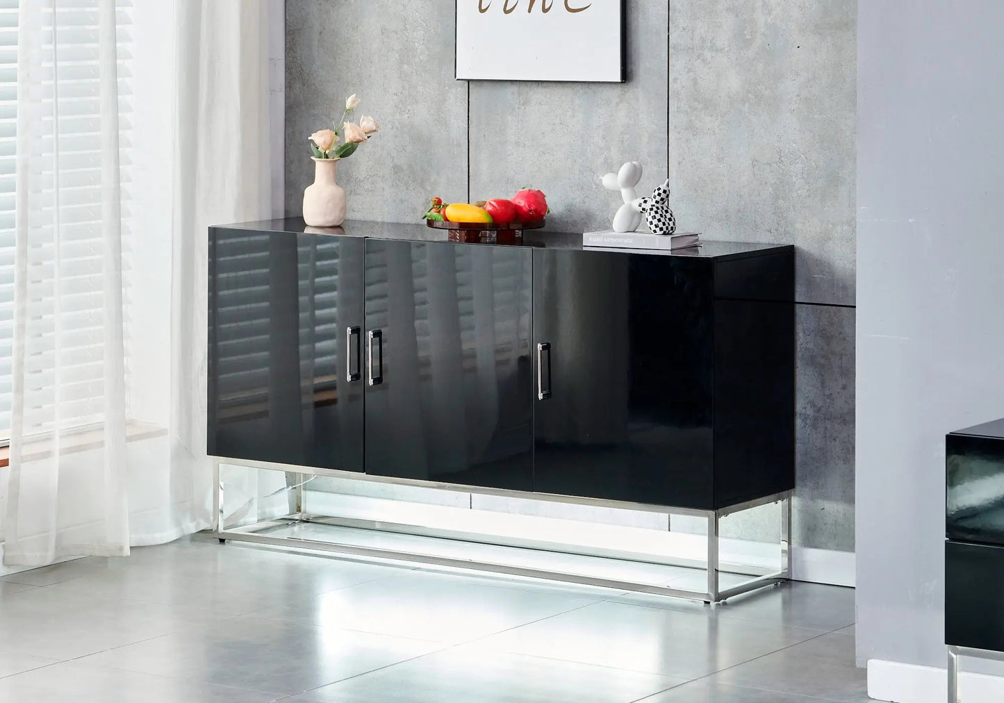 Buffet design argent laqué noir – Galerie du Mobilier - Vue 1