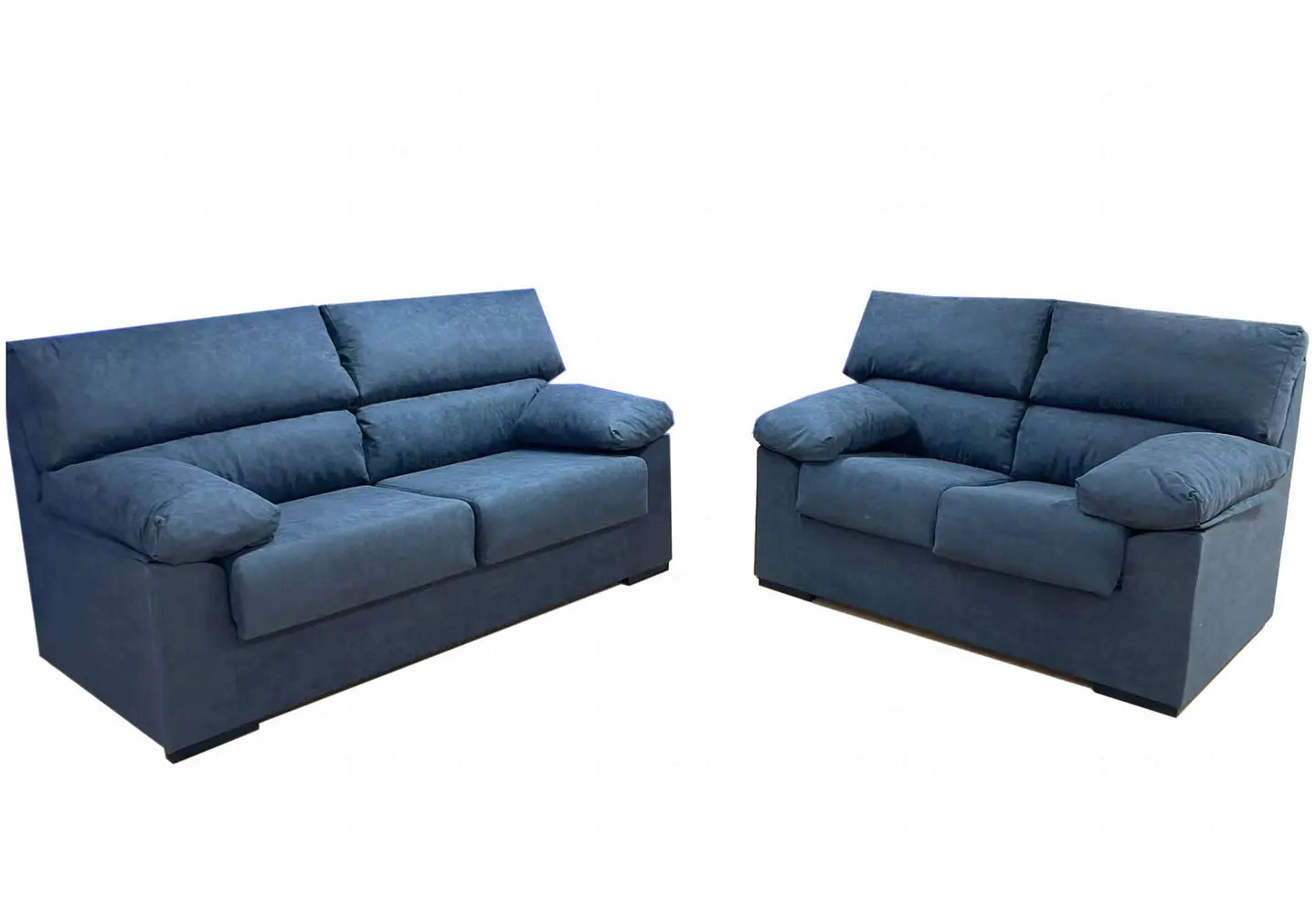 Canapé 3+2 tissu bleu - Vue 1