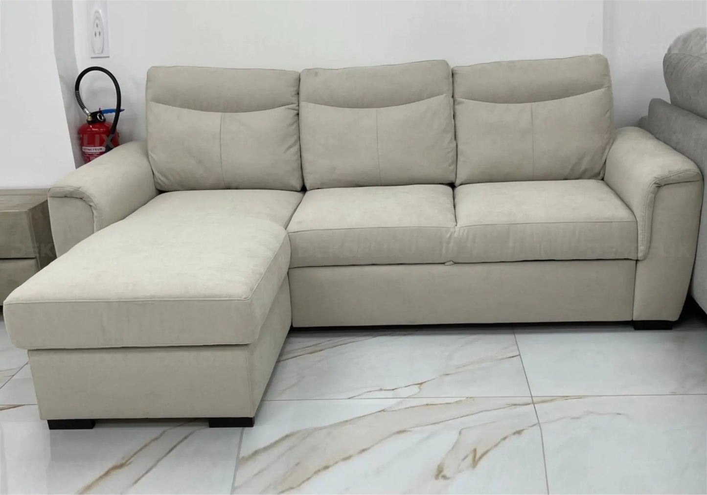 Canapé angle convertible beige – Galerie du Mobilier - Vue 1