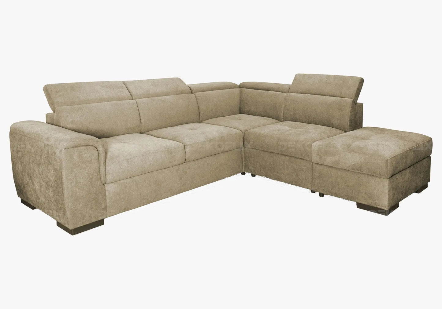 Canapé angle convertible beige - Vue 1
