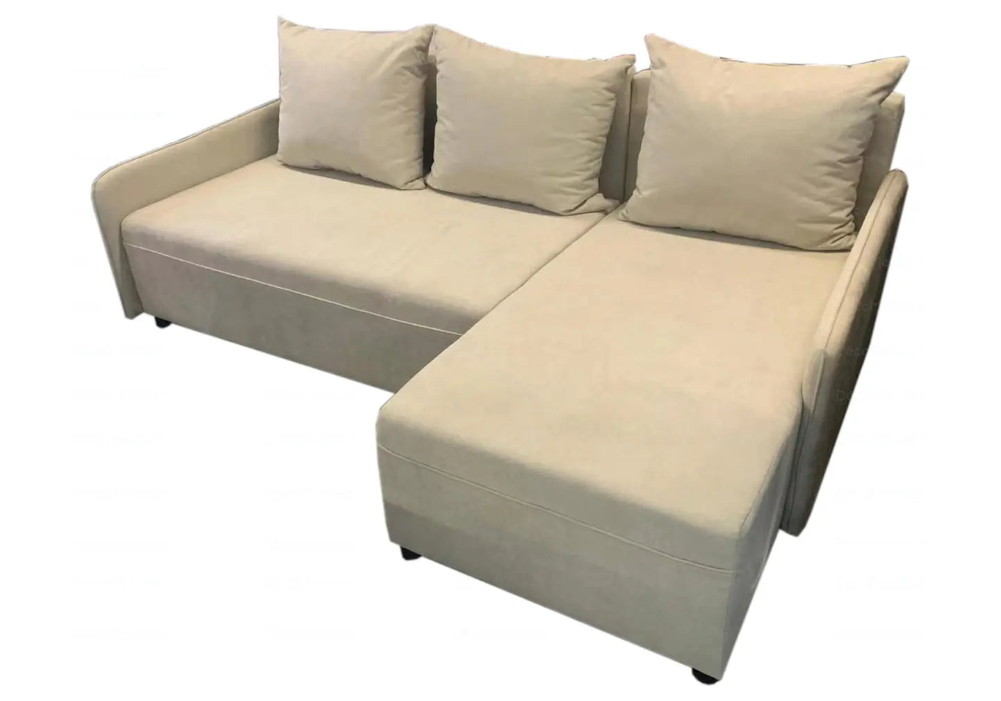 Canapé angle convertible-lit beige - Vue 1