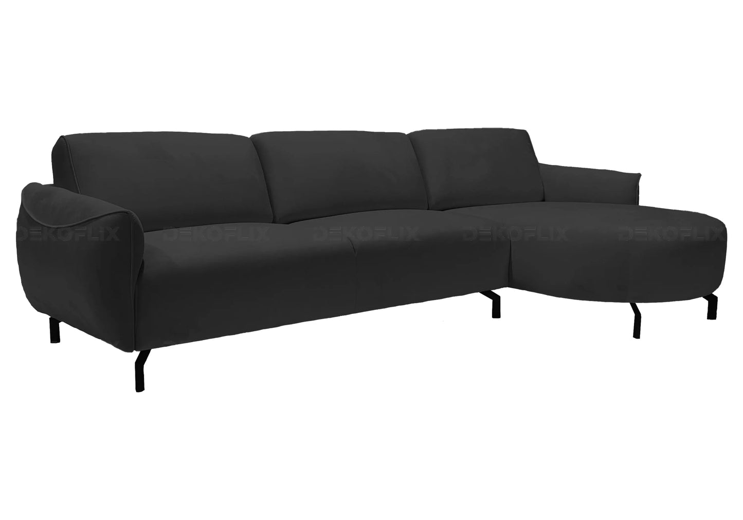 Canapé angle moderne velours anthracite – Galerie du Mobilier - Vue 1