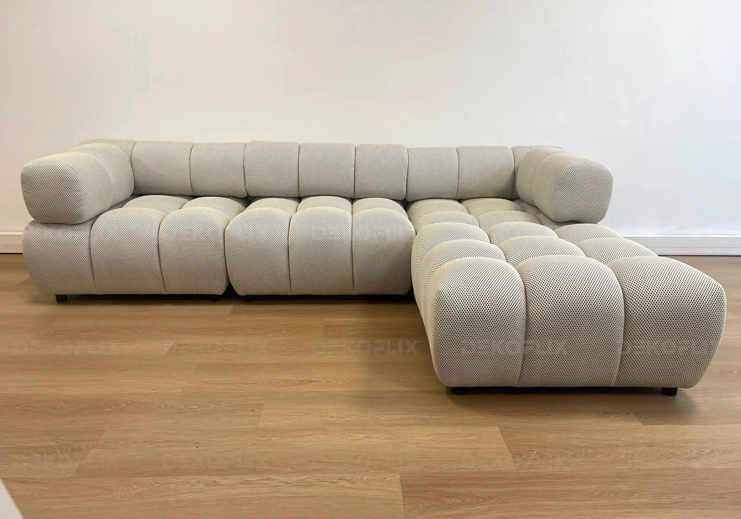 Canapé angle modulable tissu beige - Vue 1