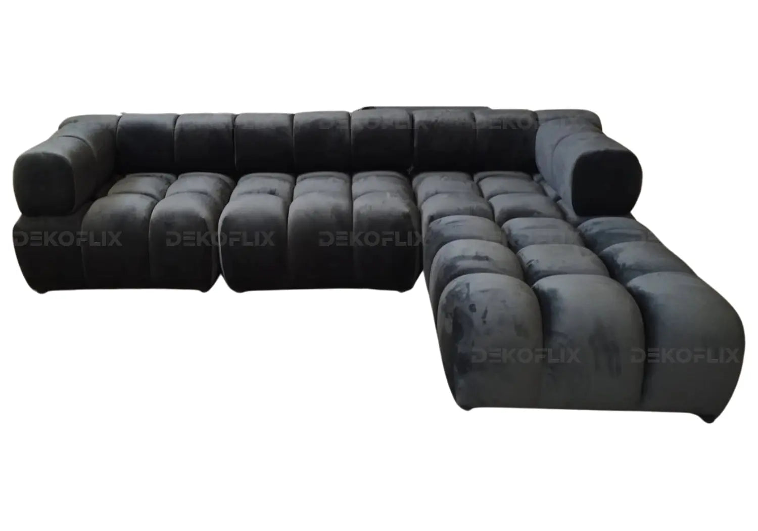 Canapé angle modulable velours anthracite ALEN New Design