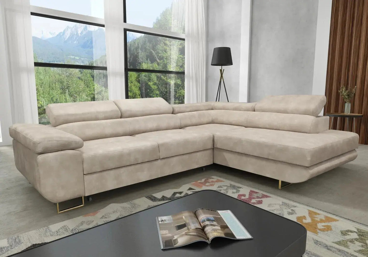 Canapé angle velours champagne gold – Galerie du Mobilier - Vue 1