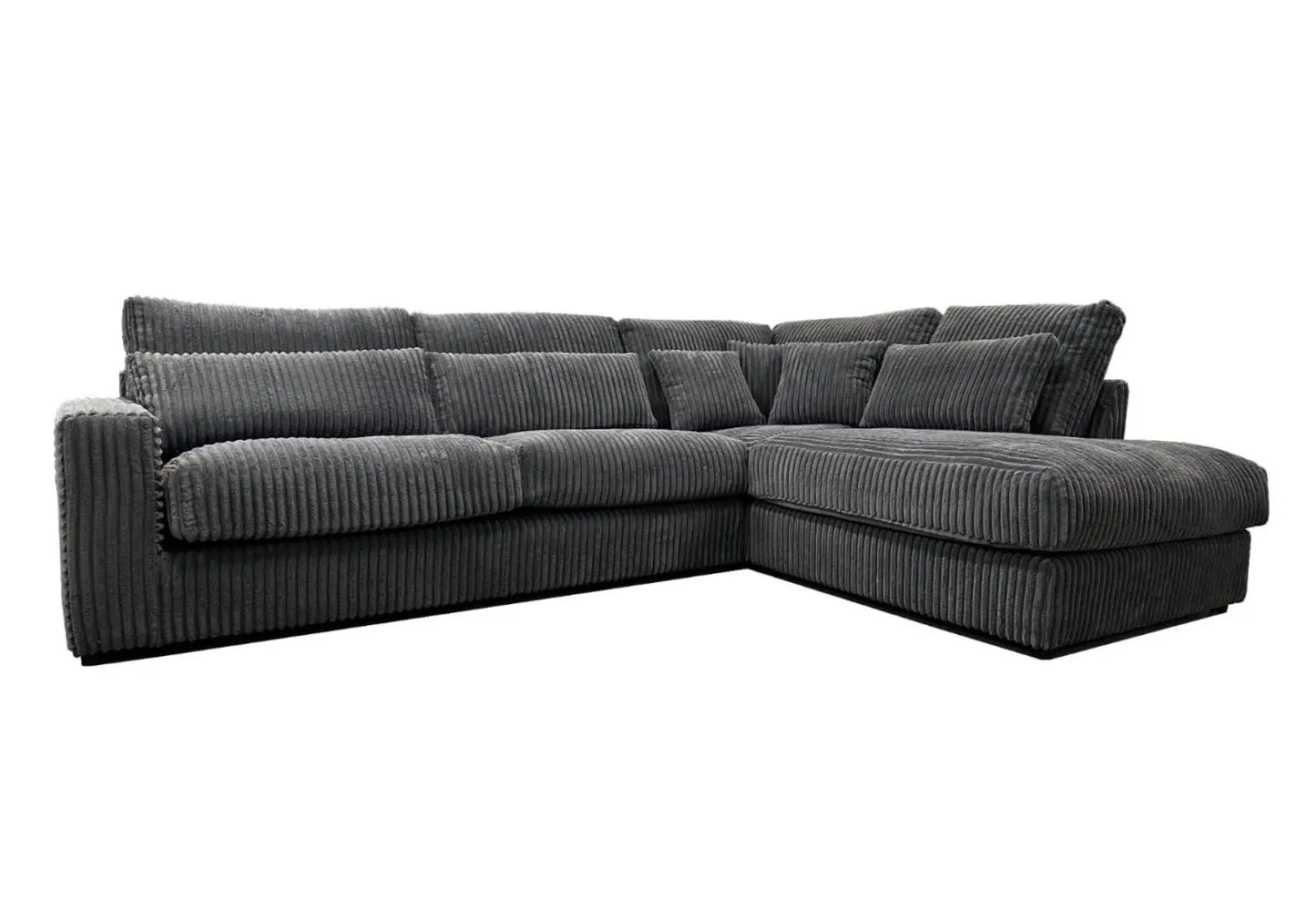 Canapé angle velours côtelé anthracite AMIE - DEKOFLIX