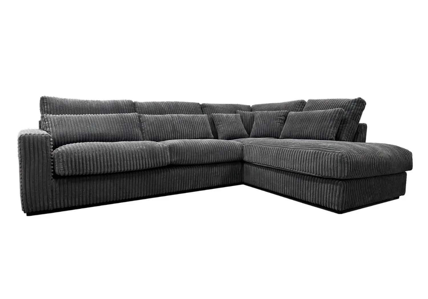 Canapé angle velours côtelé anthracite AMIE - DEKOFLIX