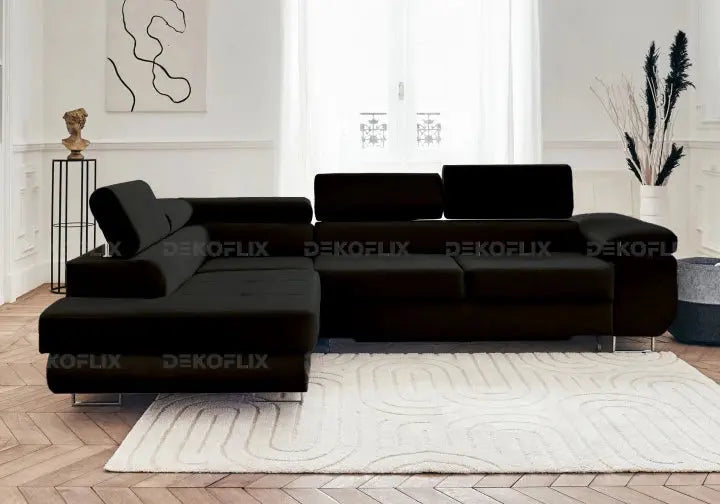 Canapé angle velours noir TEVA Made in Italy