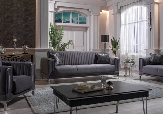 Canapé lit tissu gris chrome ASYA Slims Mobilya