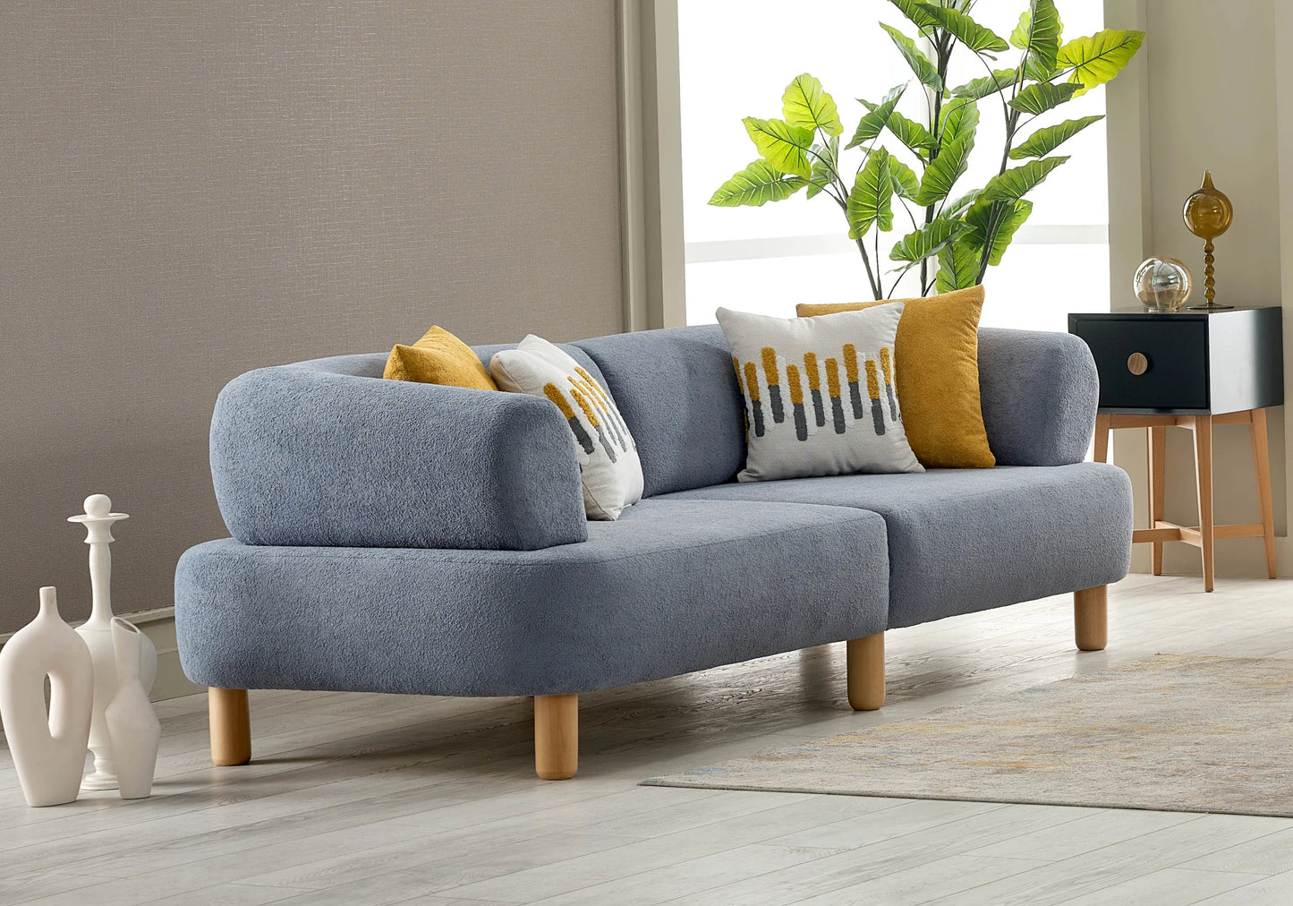 Canapé arrondi tissu bouclé dossier réglable – CARLOS