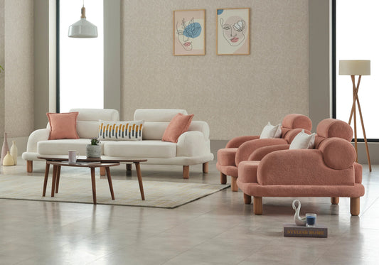 Canapé bouclé design arrondi dossier réglable – CALISTA