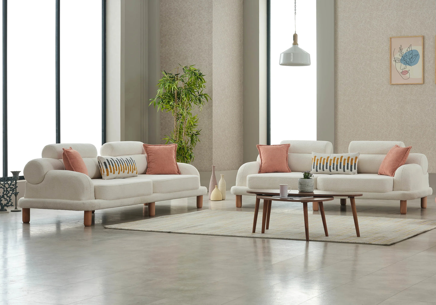Canapé bouclé design arrondi dossier réglable – CALISTA