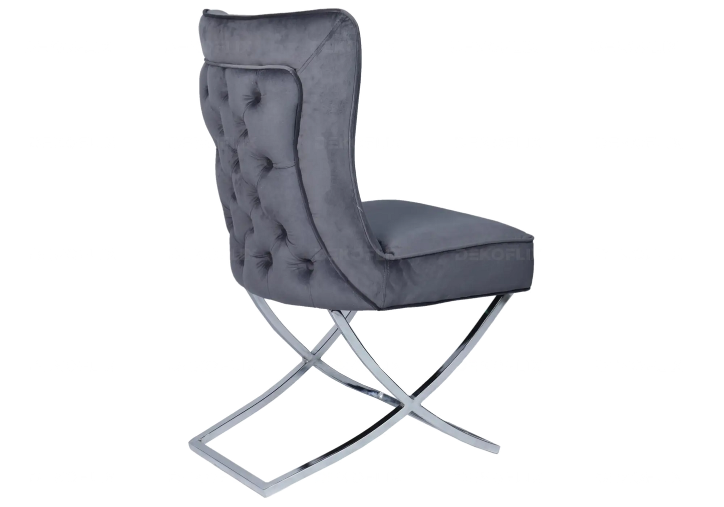 Chaise capitonnée argent anthracite ENZO (Lot de 2) New Design
