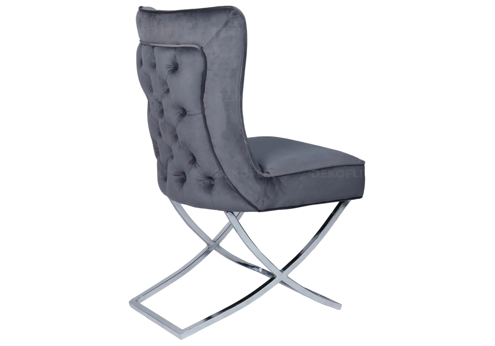 Chaise capitonnée argent anthracite ENZO (Lot de 2) New Design