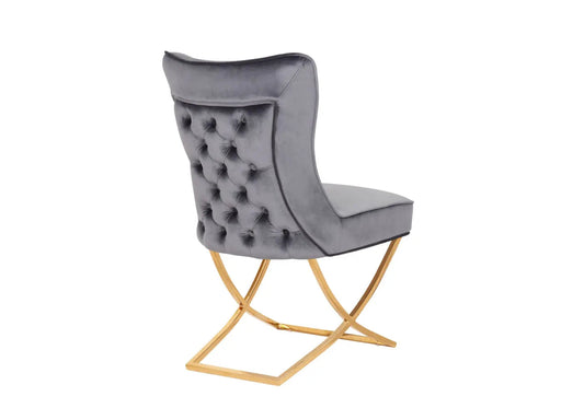 Chaise capitonnée dorées grise ENZO (lot de 2) New Design