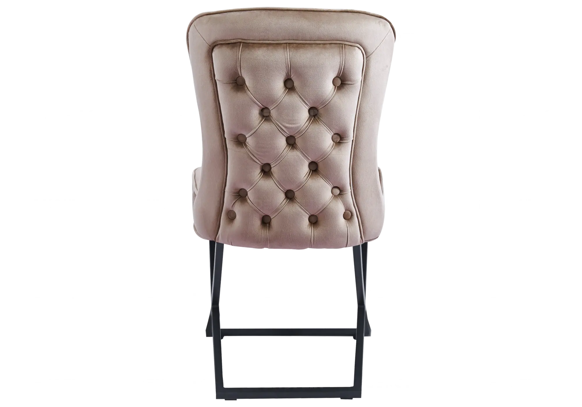 Chaise capitonnée taupe pied noir ENZO (Lot de 2) New Design