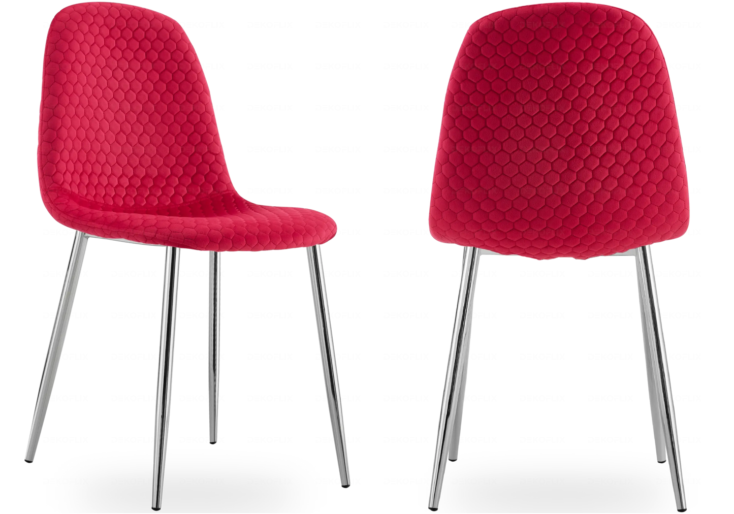 Chaises scandinaves en velours alvéolé fuchsia – Galerie du Mobilier - Vue 1