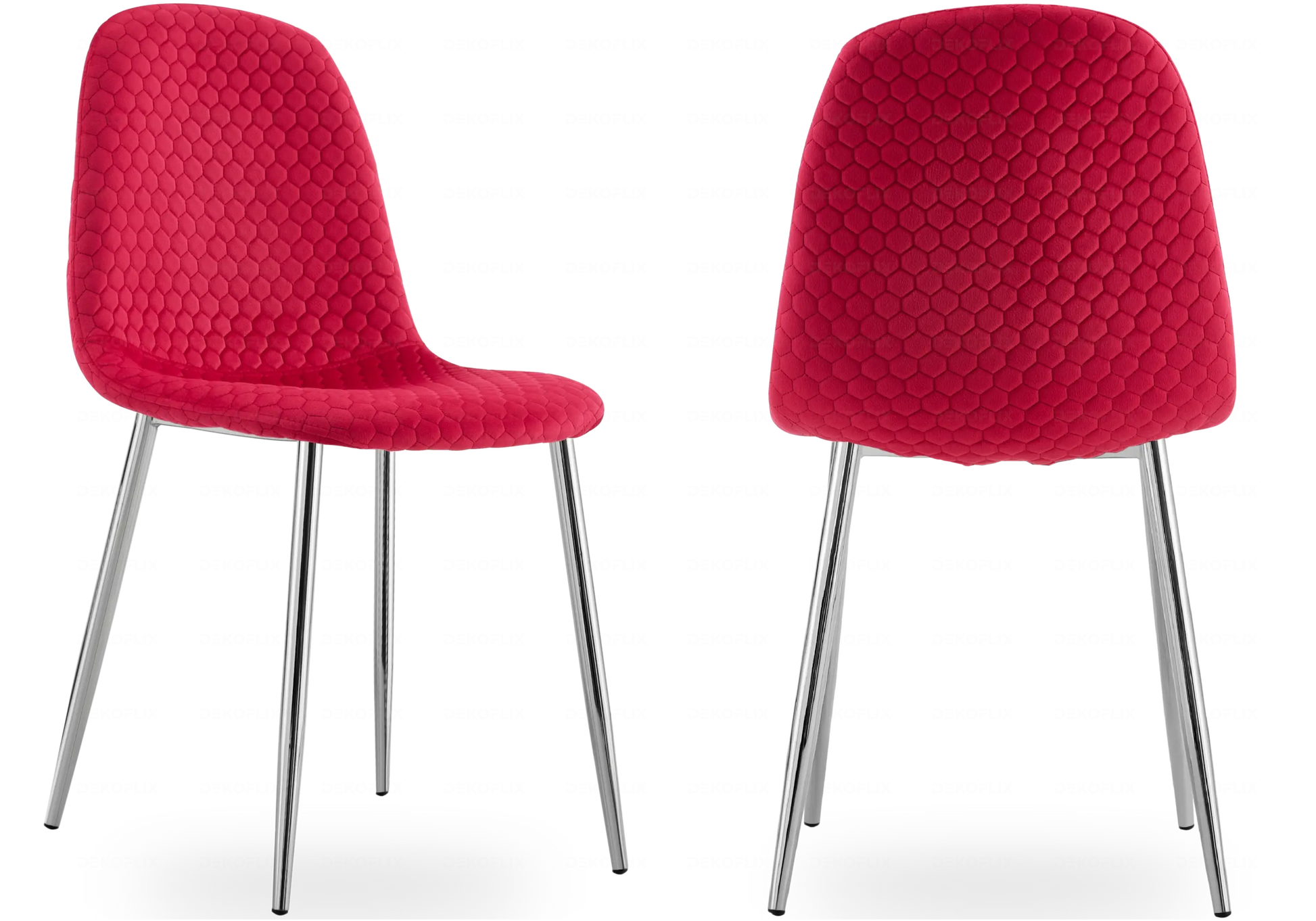 Chaises scandinaves en velours alvéolé fuchsia – Galerie du Mobilier - Vue 1