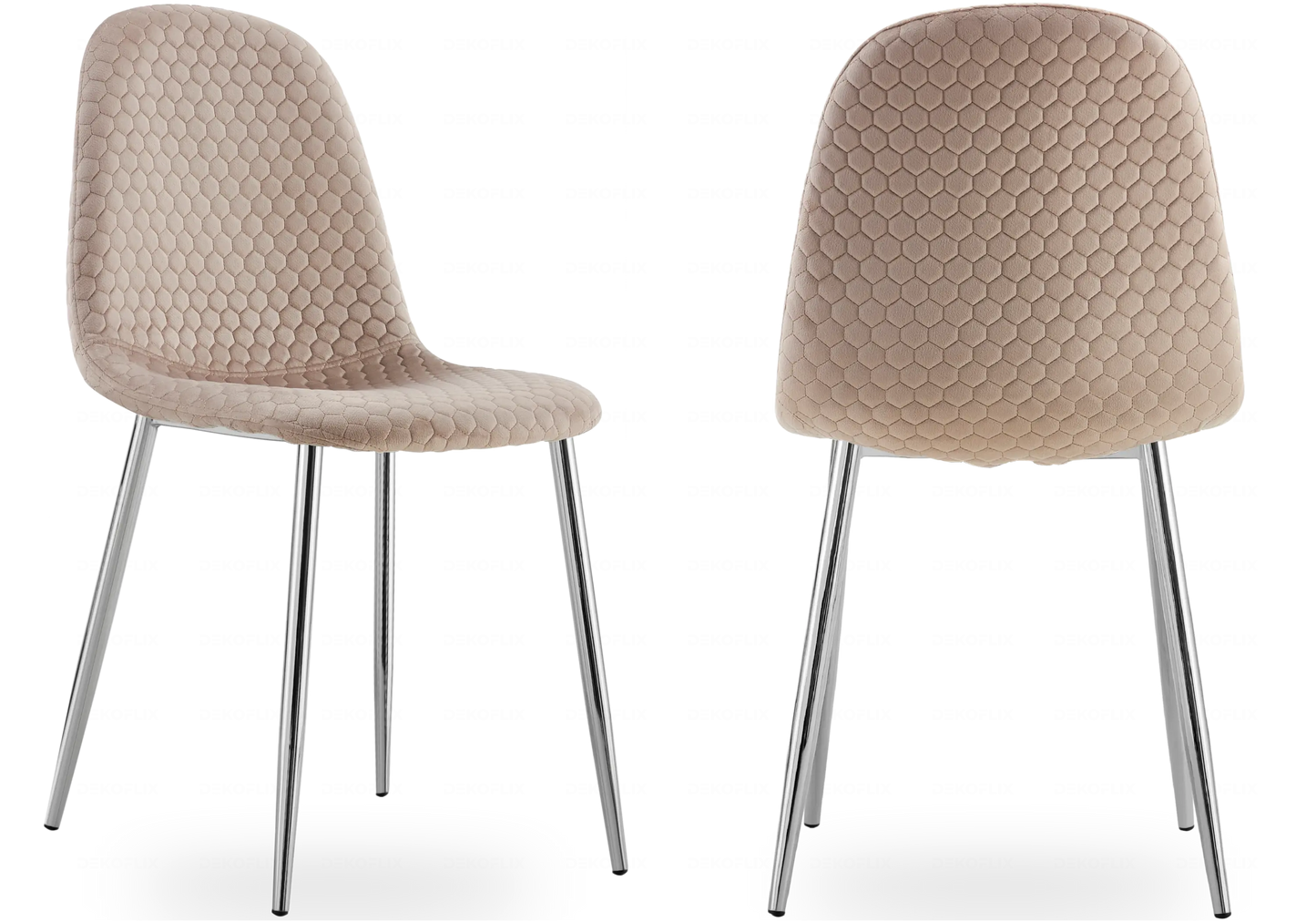 Chaises scandinaves en velours alvéolé taupe - – Galerie du Mobilier - Vue 1