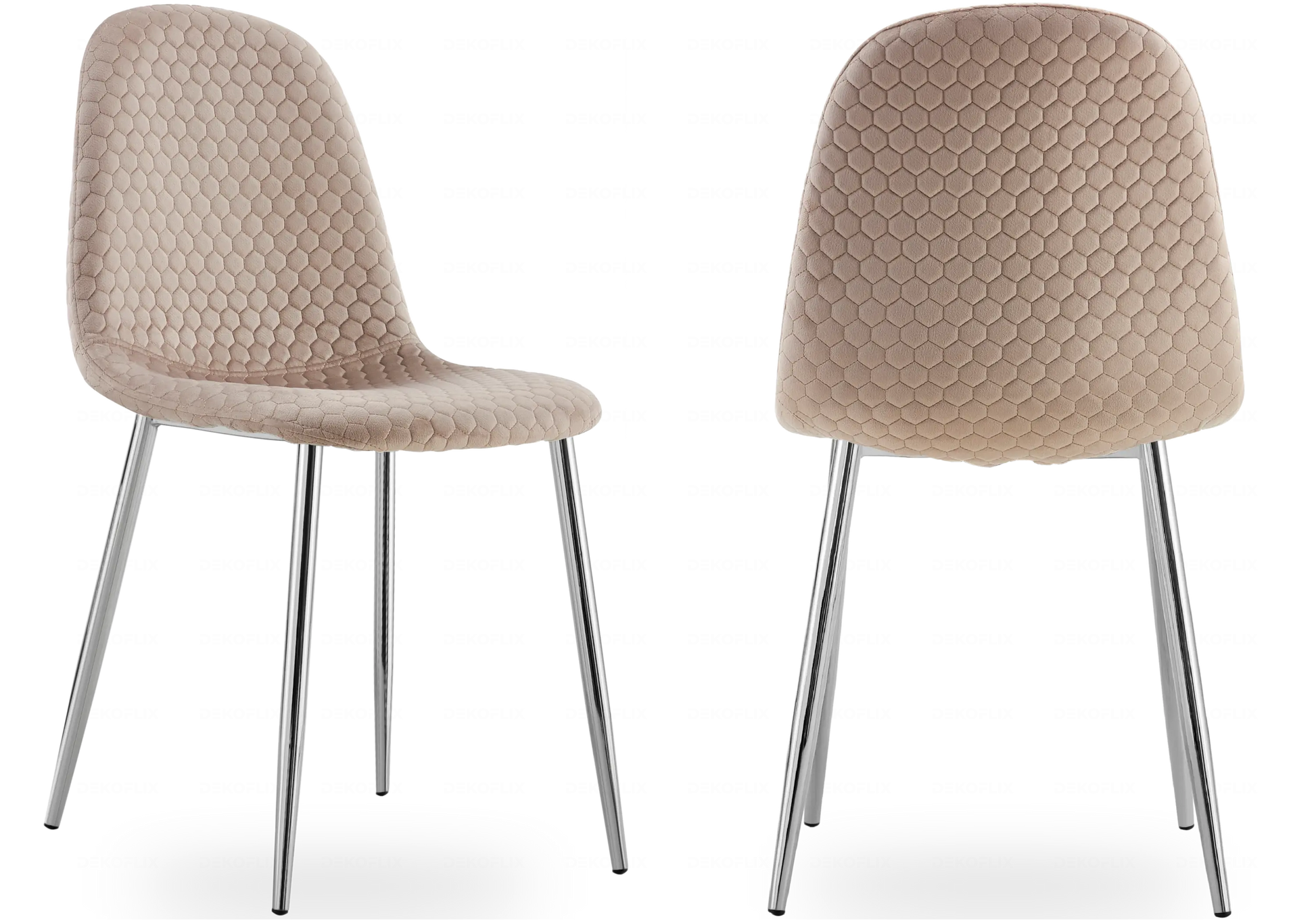 Chaises scandinaves en velours alvéolé taupe - – Galerie du Mobilier - Vue 1