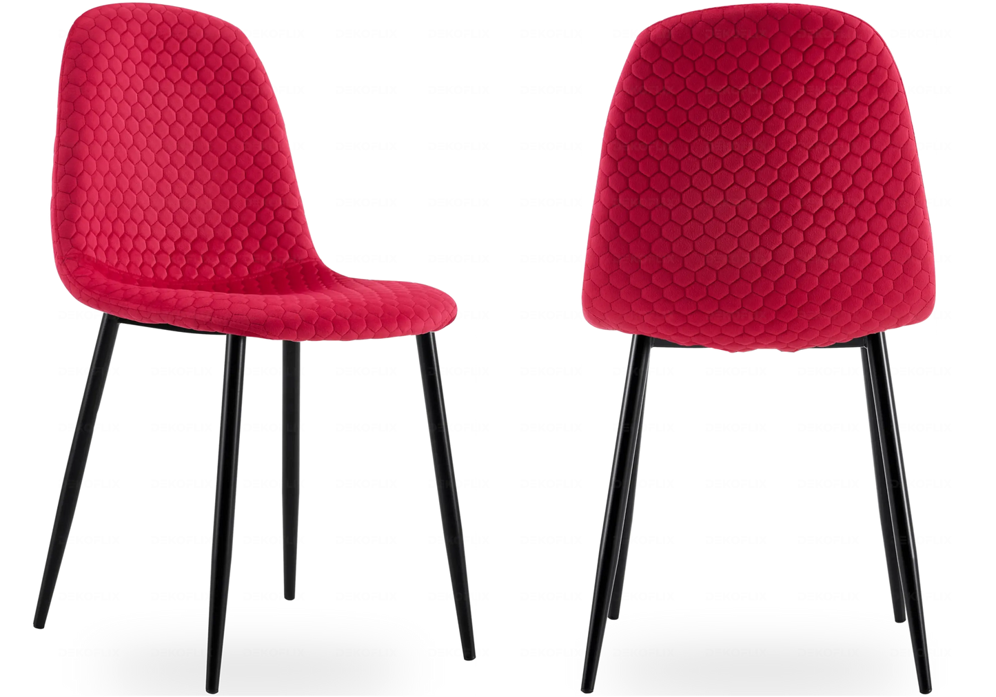 Chaises scandinaves en velours alvéolé fuchsia – Galerie du Mobilier