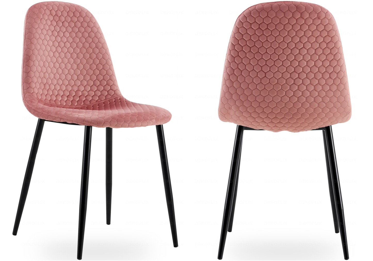 Chaises scandinaves en velours alvéolé rose - – Galerie du Mobilier - Vue 1