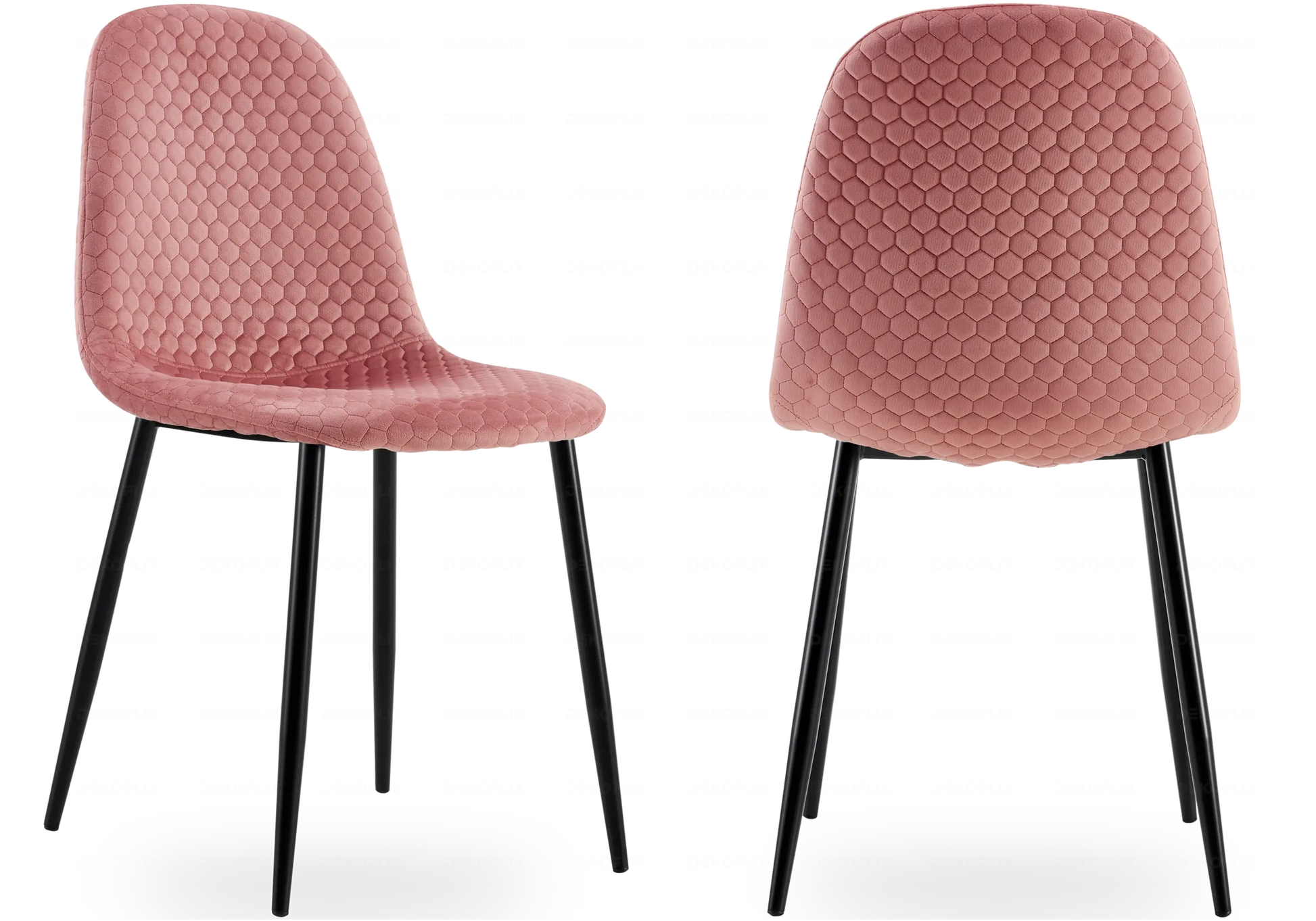Chaises scandinaves en velours alvéolé rose - – Galerie du Mobilier - Vue 1