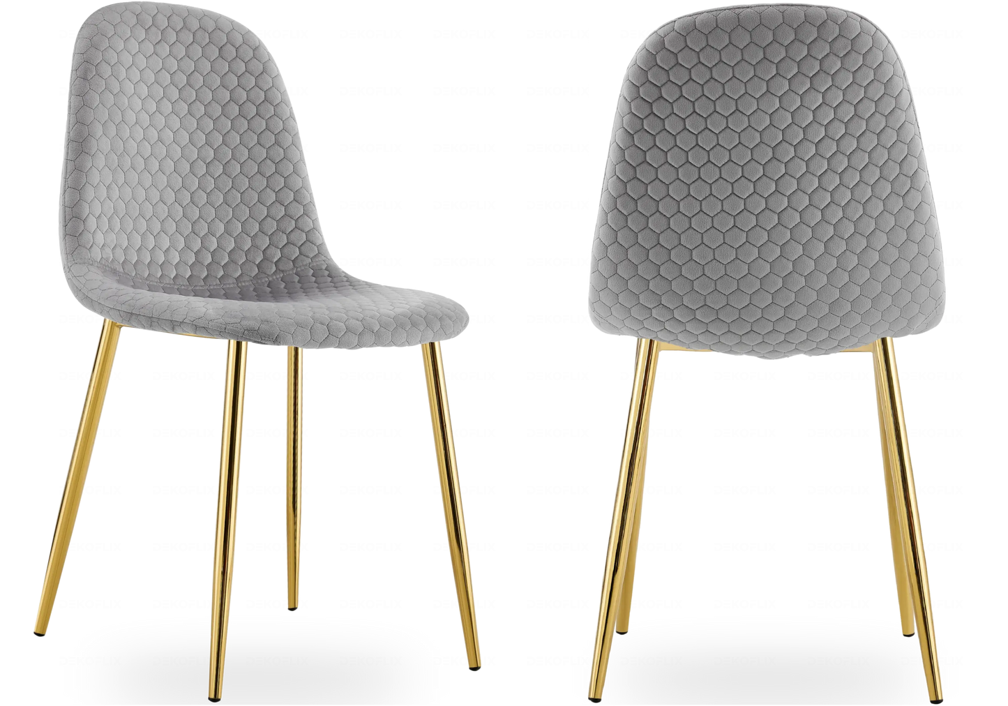 Chaises scandinaves en velours alvéolé gris - – Galerie du Mobilier - Vue 1