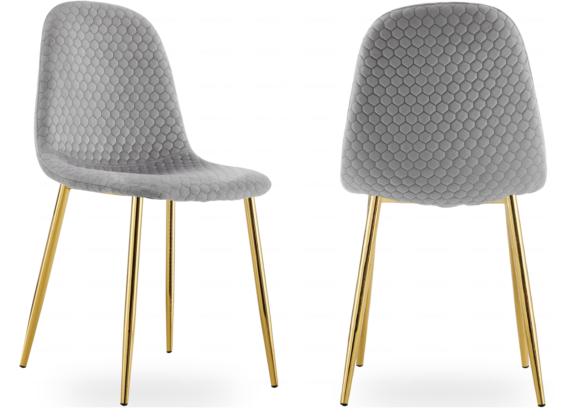 Chaises scandinaves en velours alvéolé gris - – Galerie du Mobilier - Vue 1