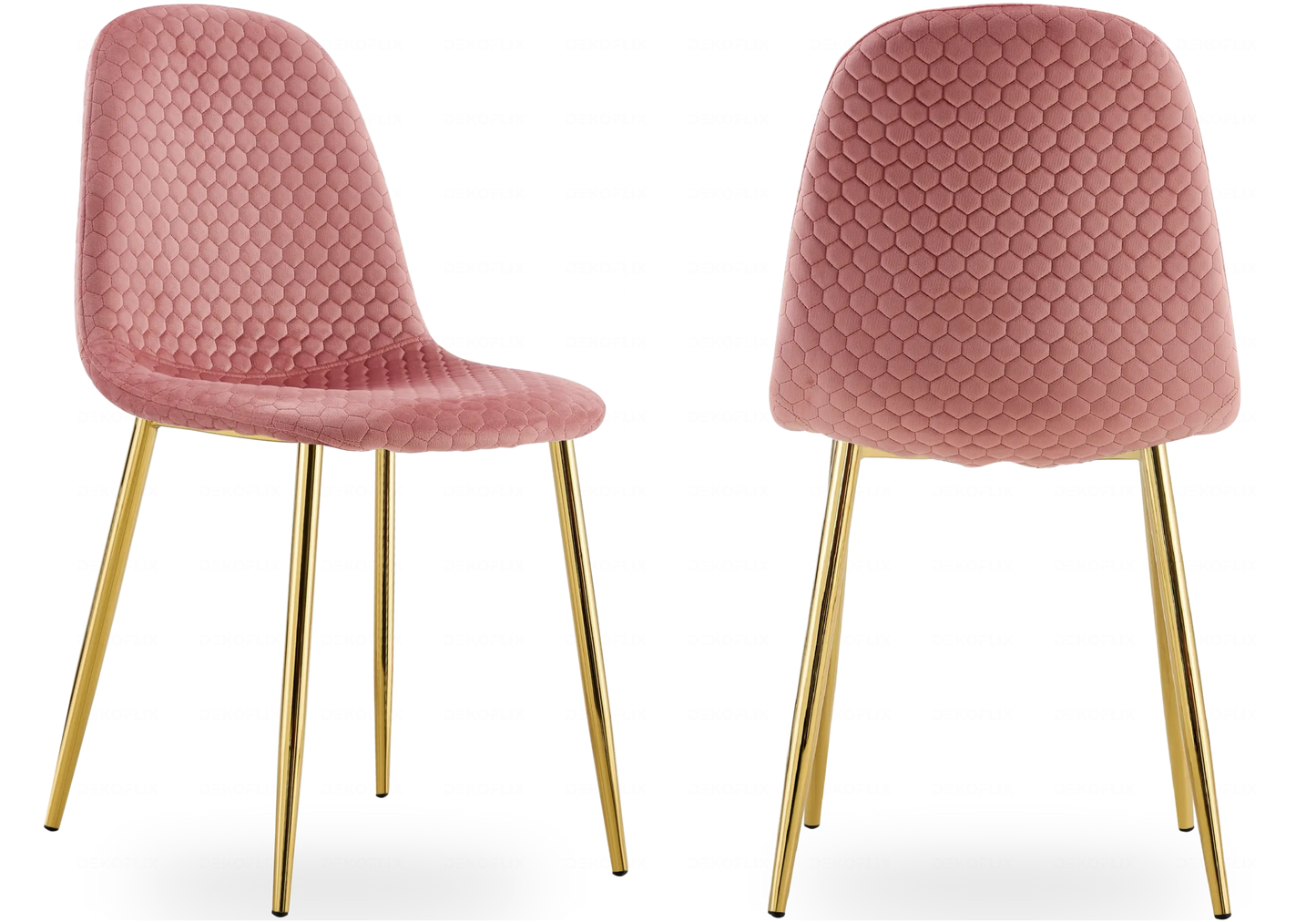 Chaises scandinaves en velours alvéolé rose - – Galerie du Mobilier