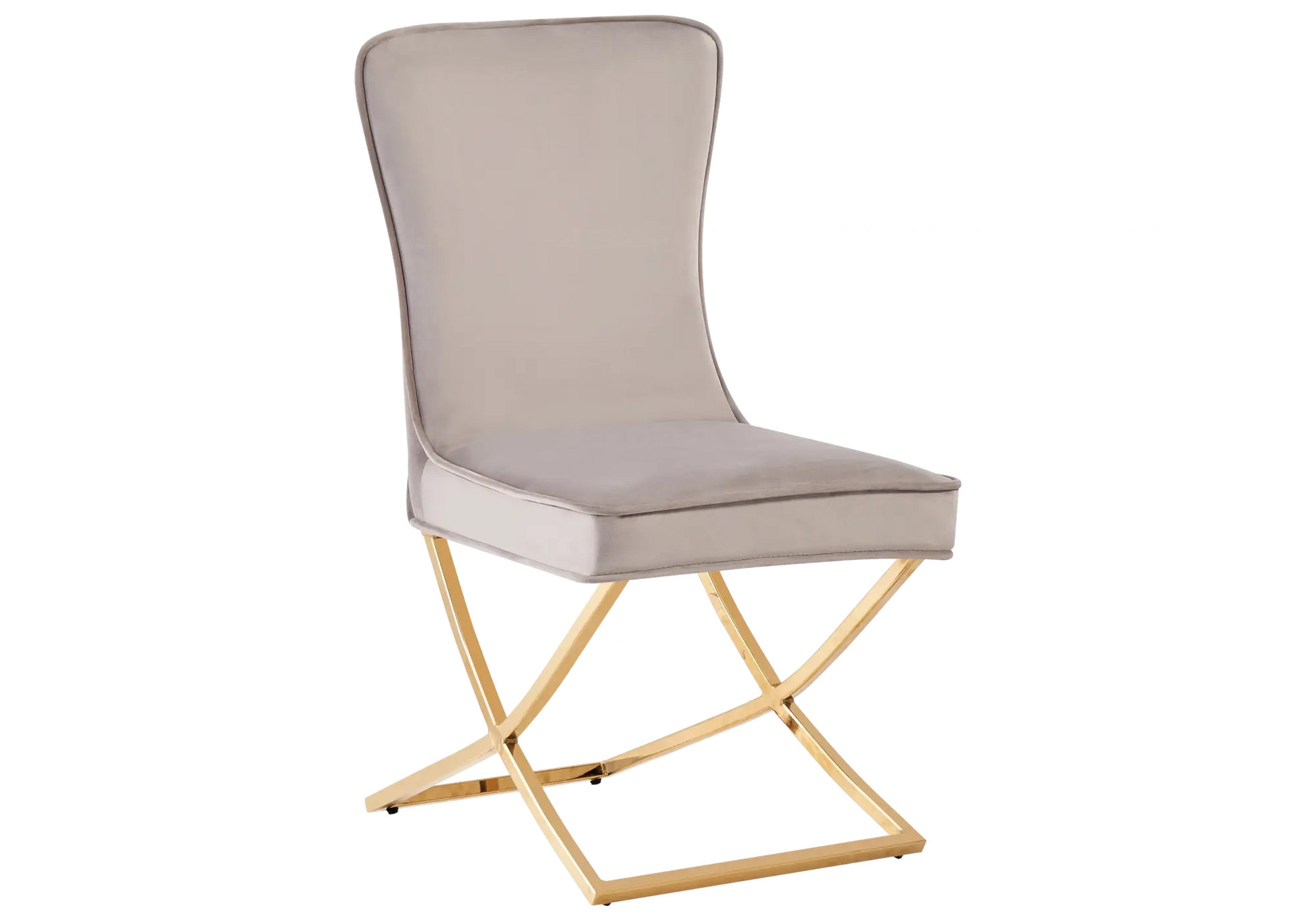 Chaise dorée capitonnée taupe ENZO (Lot de 2) New Design
