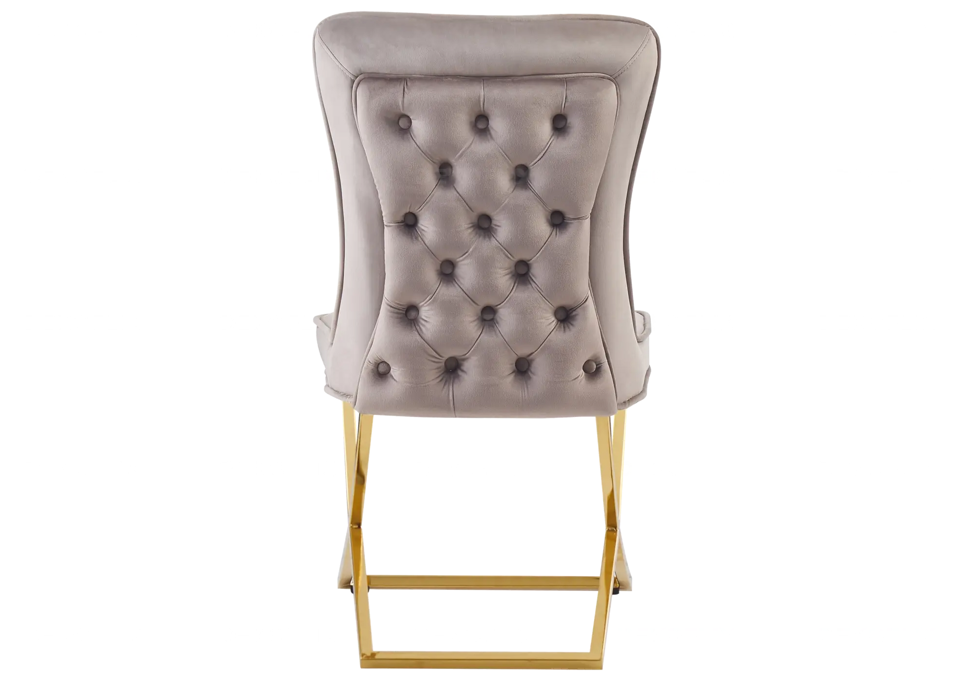 Chaise dorée capitonnée taupe ENZO (Lot de 2) New Design
