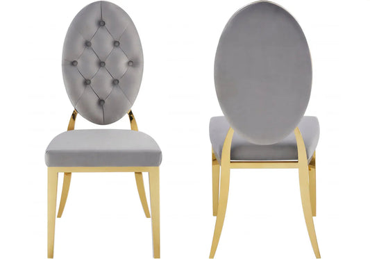 Chaise médaillon capitonnée dorée gris NEO New Design