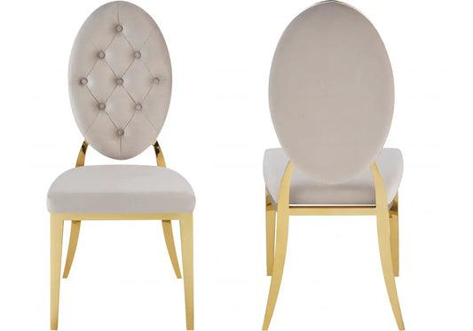 Chaise médaillon capitonnée dorée moka NEO New Design
