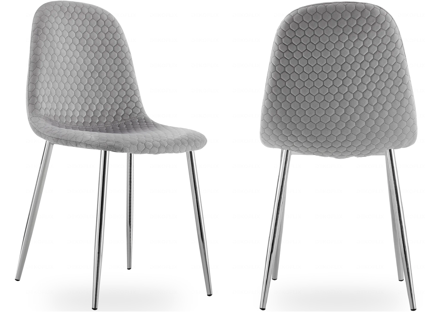 Chaises scandinaves en velours alvéolé gris - – Galerie du Mobilier