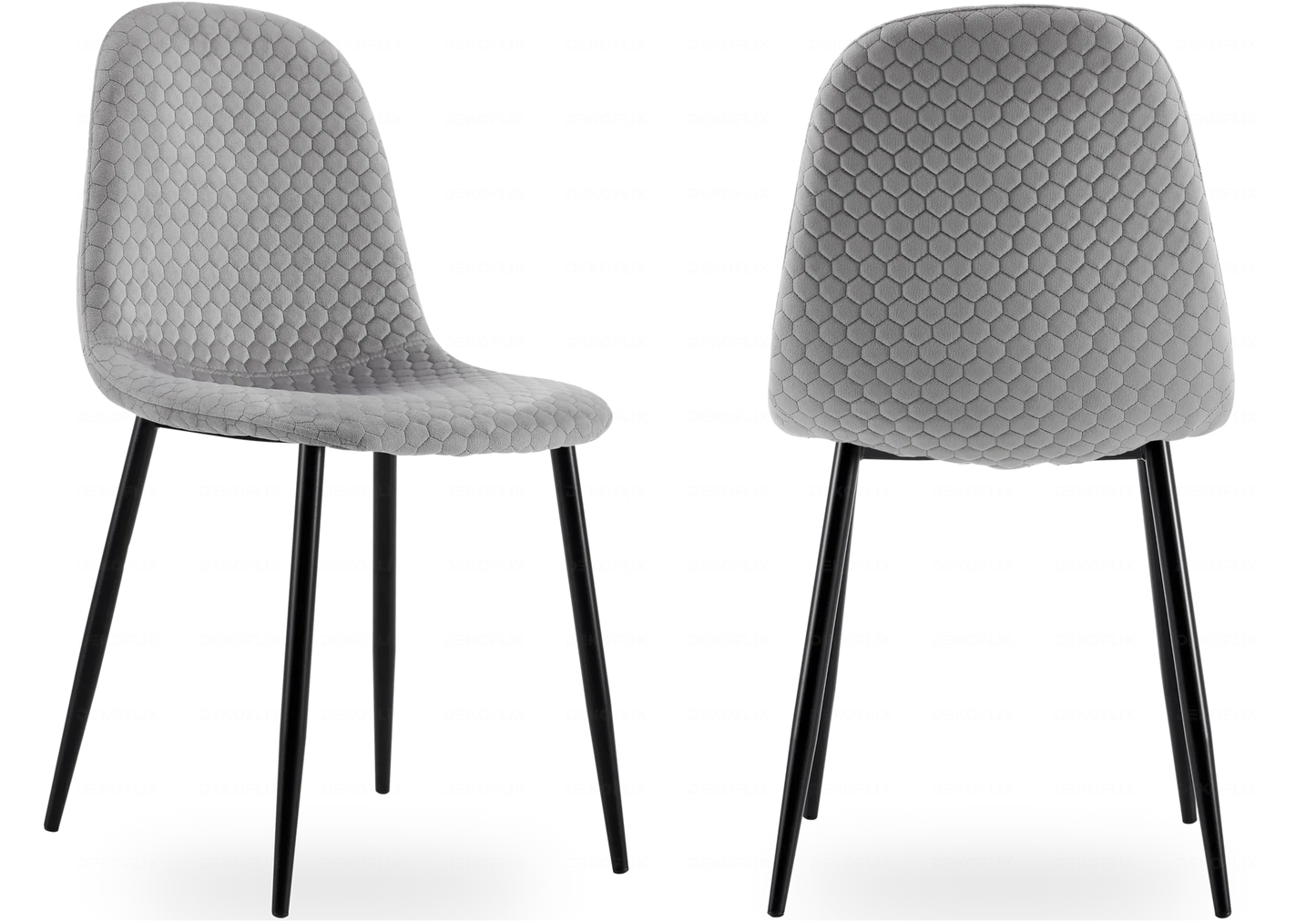 Chaises scandinaves en velours alvéolé gris - – Galerie du Mobilier