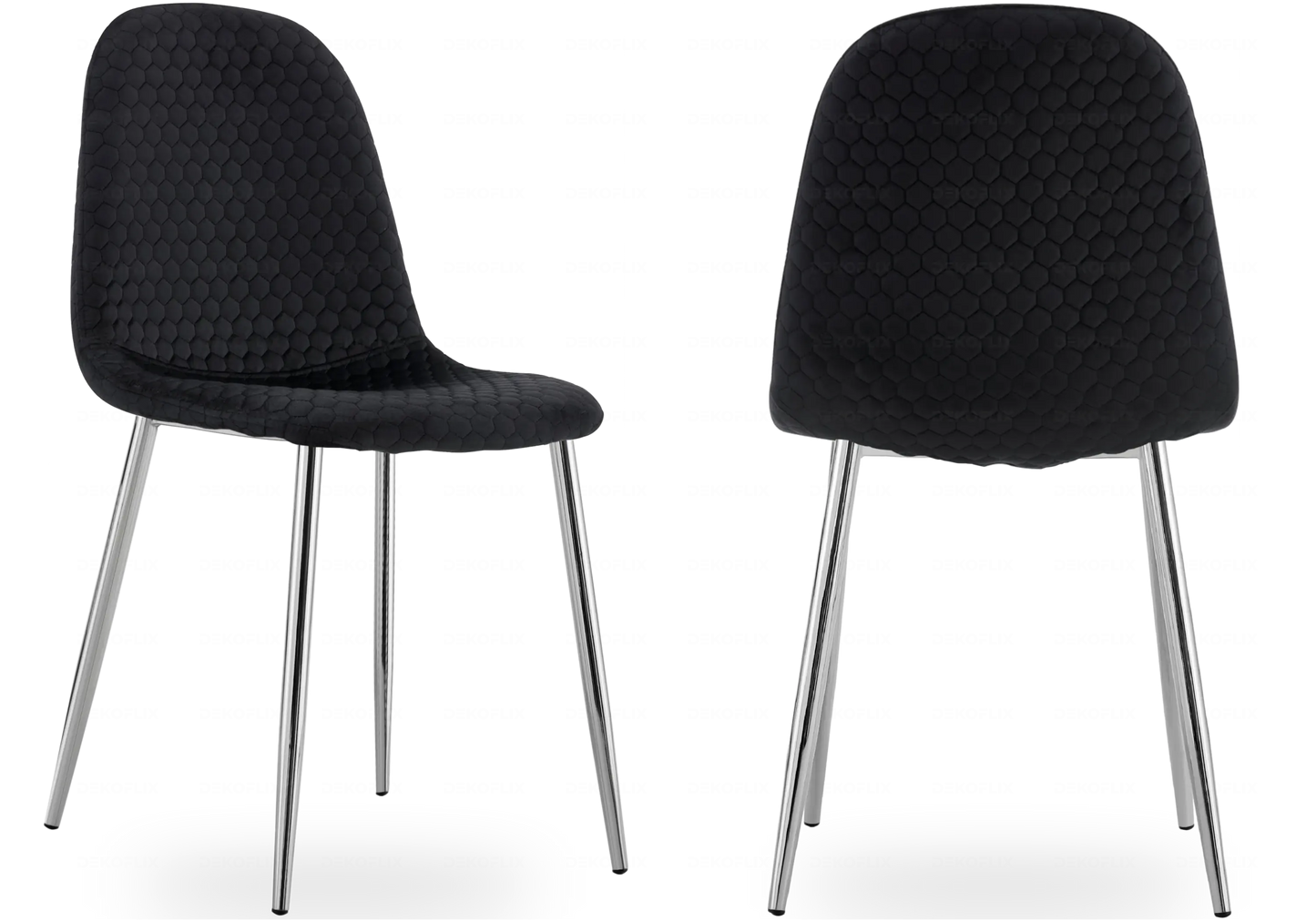 Chaises scandinaves en velours alvéolé noir - – Galerie du Mobilier