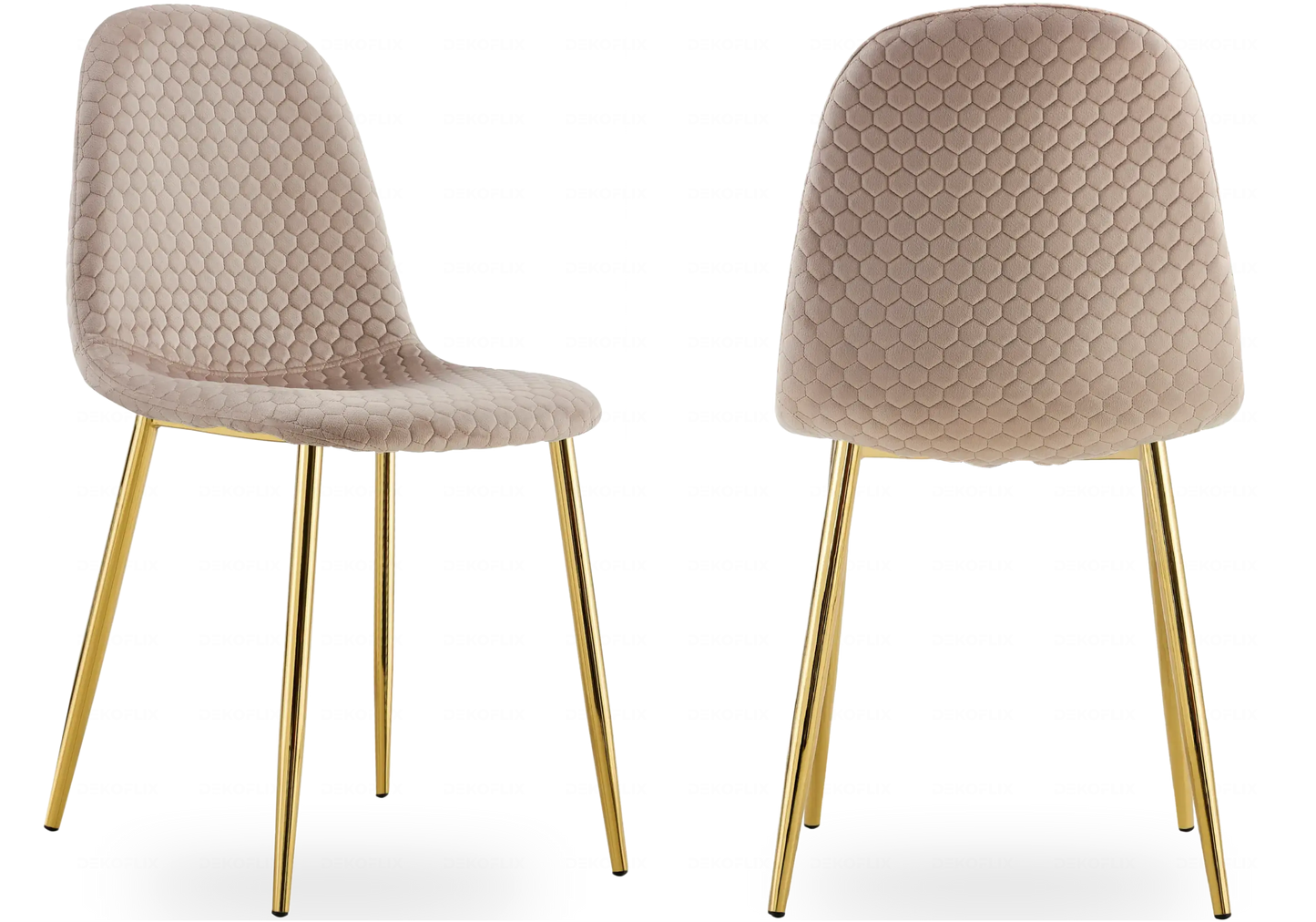 Chaises scandinaves en velours alvéolé taupe - – Galerie du Mobilier