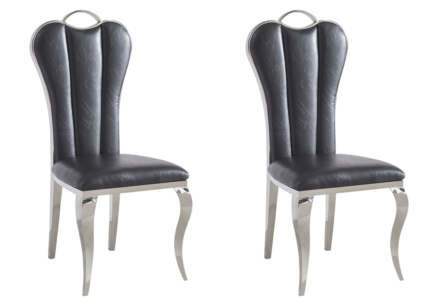 Chaise baroque moderne argentée et similicuir - – Galerie du Mobilier - Vue 1
