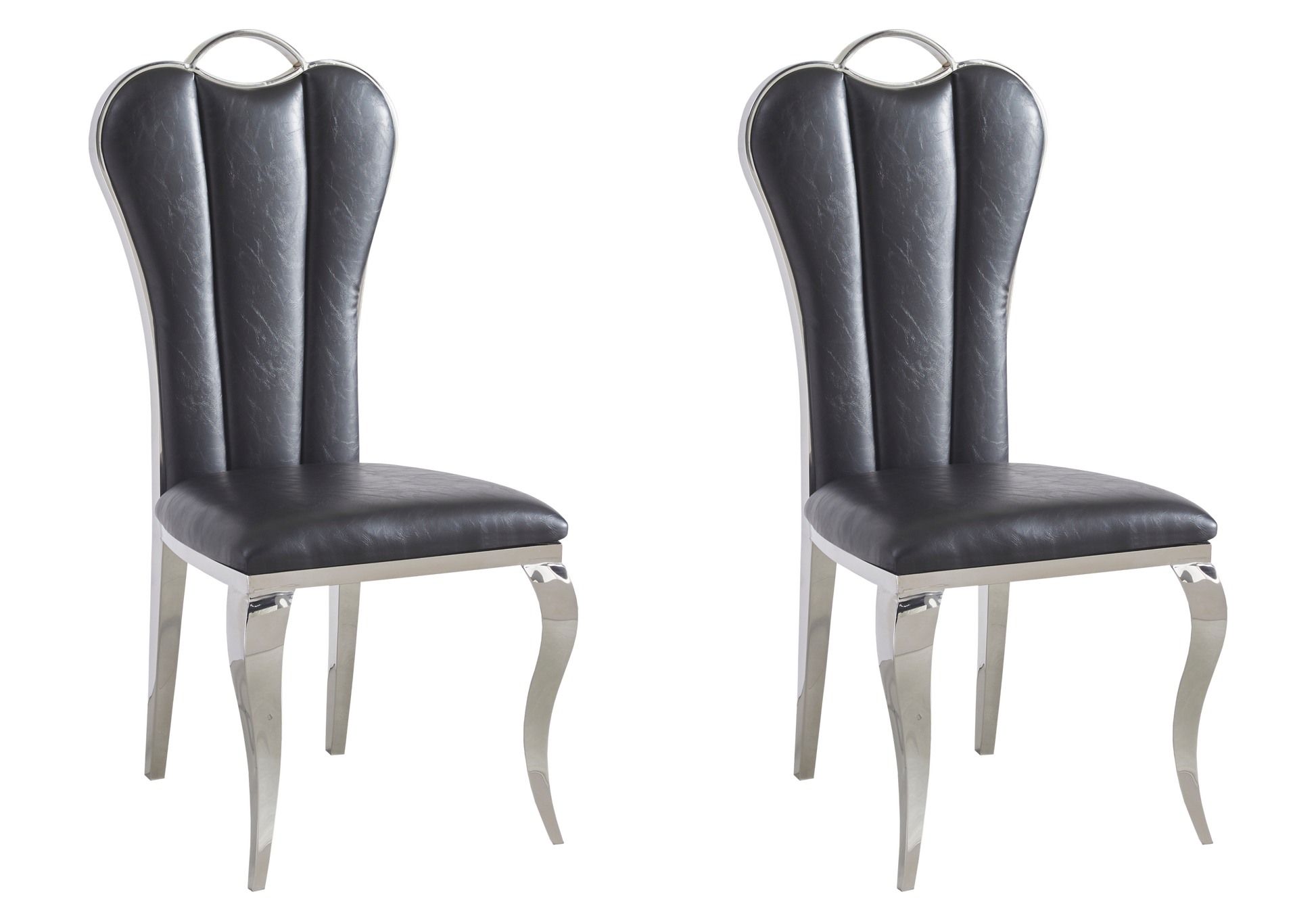 Chaise baroque moderne argentée et similicuir - – Galerie du Mobilier - Vue 1