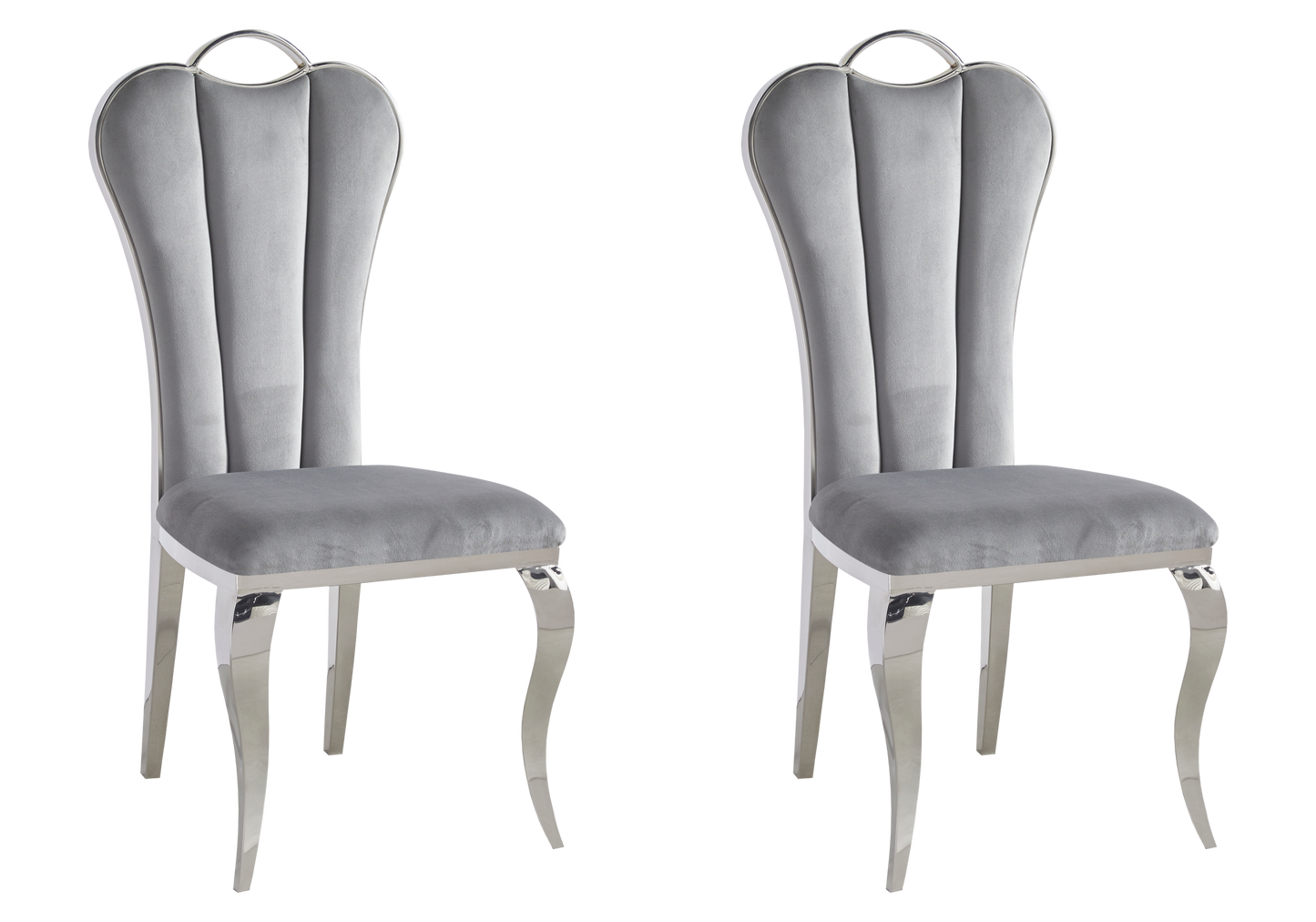 Chaise baroque moderne argentée et velours - – Galerie du Mobilier