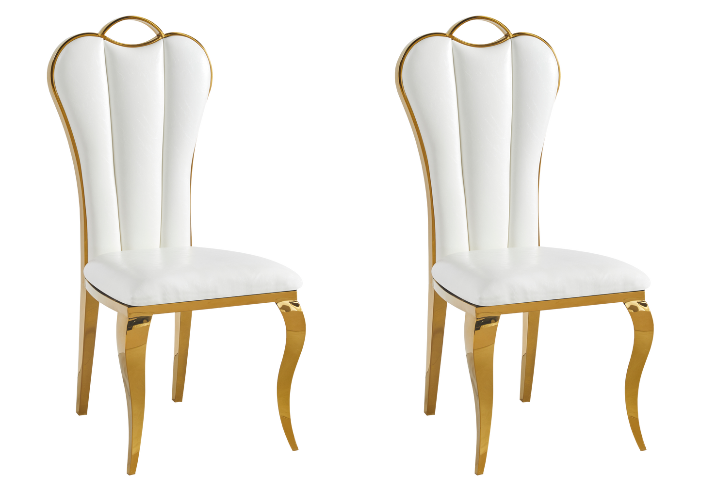 Chaise baroque moderne dorée et similicuir - – Galerie du Mobilier - Vue 1