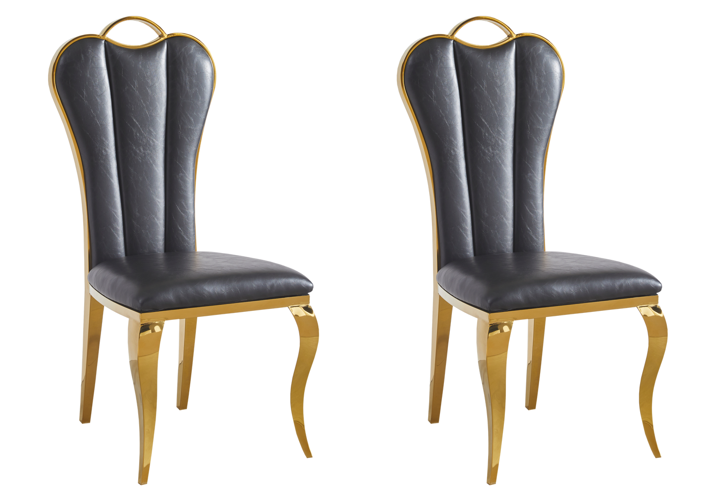 Chaise baroque moderne dorée et similicuir - – Galerie du Mobilier