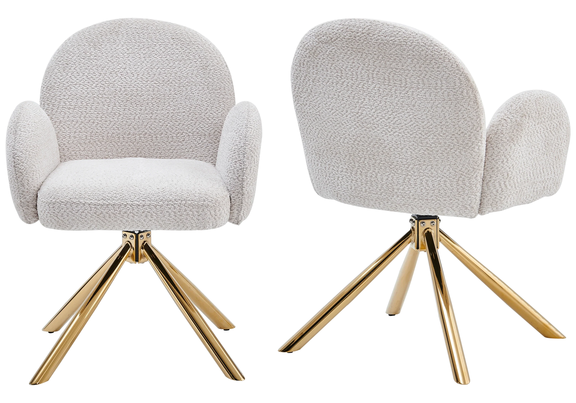 Fauteuils de table bouclette blanche pivotants – Galerie du Mobilier - Vue 1