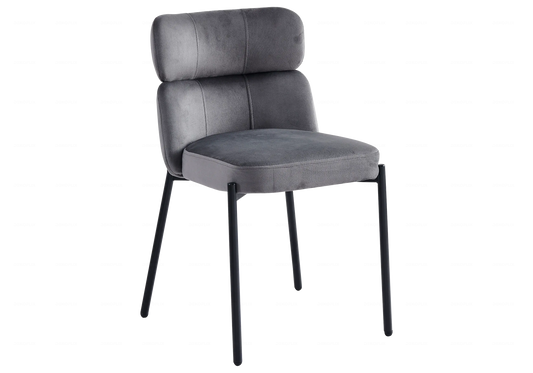 Chaises Velours Gris Pieds Noirs OPHELIA – Lot de 4 Galerie du Mobilier